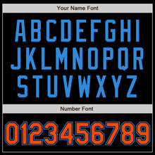 Load image into Gallery viewer, Custom Black Orange-Electric Blue Authentic Baseball Jersey