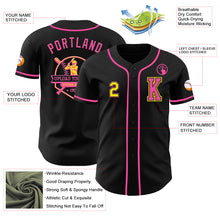 Load image into Gallery viewer, Custom Black Light Yellow-Pink Authentic Baseball Jersey