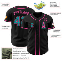 Load image into Gallery viewer, Custom Black Teal-Pink Authentic Baseball Jersey