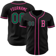 Load image into Gallery viewer, Custom Black Kelly Green-Pink Authentic Baseball Jersey