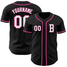Load image into Gallery viewer, Custom Black White-Pink Authentic Baseball Jersey
