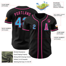 Load image into Gallery viewer, Custom Black Sky Blue-Pink Authentic Baseball Jersey