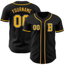 Load image into Gallery viewer, Custom Black Gold-White Authentic Baseball Jersey