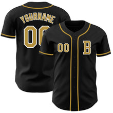 Load image into Gallery viewer, Custom Black Old Gold-White Authentic Baseball Jersey