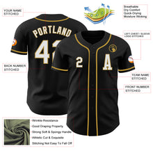 Load image into Gallery viewer, Custom Black White-Old Gold Authentic Baseball Jersey