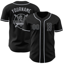 Load image into Gallery viewer, Custom Black Gray Authentic Baseball Jersey
