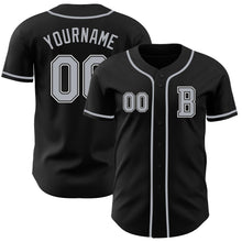 Load image into Gallery viewer, Custom Black Gray-White Authentic Baseball Jersey