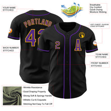 Load image into Gallery viewer, Custom Black Purple-Gold Authentic Baseball Jersey
