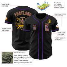 Load image into Gallery viewer, Custom Black Purple-Gold Authentic Baseball Jersey