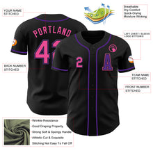 Load image into Gallery viewer, Custom Black Pink-Purple Authentic Baseball Jersey