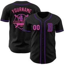 Load image into Gallery viewer, Custom Black Pink-Purple Authentic Baseball Jersey