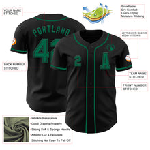 Load image into Gallery viewer, Custom Black Kelly Green Authentic Baseball Jersey