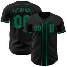 Load image into Gallery viewer, Custom Black Kelly Green Authentic Baseball Jersey