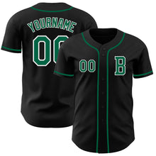 Load image into Gallery viewer, Custom Black Kelly Green-White Authentic Baseball Jersey