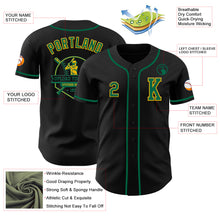 Load image into Gallery viewer, Custom Black Kelly Green-Gold Authentic Baseball Jersey