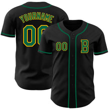 Load image into Gallery viewer, Custom Black Kelly Green-Gold Authentic Baseball Jersey