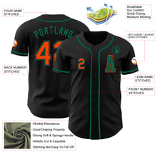Load image into Gallery viewer, Custom Black Orange-Kelly Green Authentic Baseball Jersey