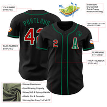 Load image into Gallery viewer, Custom Black Red-Kelly Green Authentic Baseball Jersey