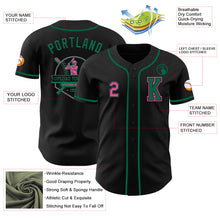 Load image into Gallery viewer, Custom Black Pink-Kelly Green Authentic Baseball Jersey