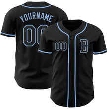Load image into Gallery viewer, Custom Black Light Blue Authentic Baseball Jersey