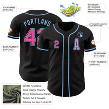 Load image into Gallery viewer, Custom Black Pink-Light Blue Authentic Baseball Jersey