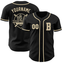 Load image into Gallery viewer, Custom Black Cream Authentic Baseball Jersey