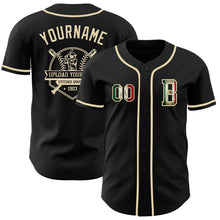 Load image into Gallery viewer, Custom Black Vintage Mexican Flag-Cream Authentic Baseball Jersey