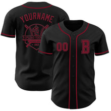 Load image into Gallery viewer, Custom Black Crimson Authentic Baseball Jersey