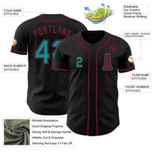 Load image into Gallery viewer, Custom Black Teal-Crimson Authentic Baseball Jersey