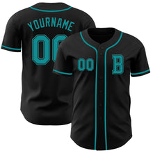 Load image into Gallery viewer, Custom Black Teal Authentic Baseball Jersey