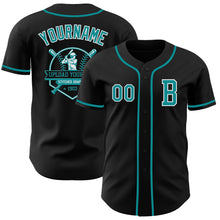 Load image into Gallery viewer, Custom Black Teal-White Authentic Baseball Jersey