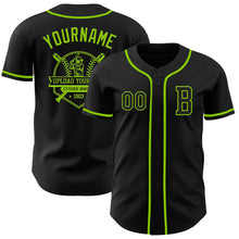 Load image into Gallery viewer, Custom Black Neon Green Authentic Baseball Jersey
