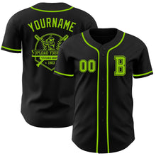 Load image into Gallery viewer, Custom Black Neon Green Authentic Baseball Jersey