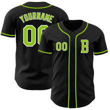 Load image into Gallery viewer, Custom Black Neon Green-White Authentic Baseball Jersey
