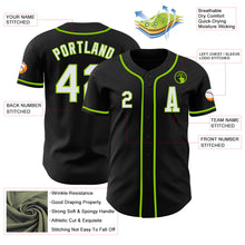 Load image into Gallery viewer, Custom Black White-Neon Green Authentic Baseball Jersey