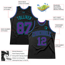 Load image into Gallery viewer, Custom Black Purple-Teal Authentic Throwback Basketball Jersey