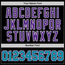 Load image into Gallery viewer, Custom Black Teal Purple-White Authentic Throwback Basketball Jersey