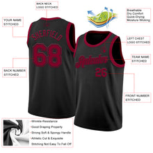 Load image into Gallery viewer, Custom Black Maroon Authentic Basketball Jersey