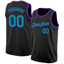 Load image into Gallery viewer, Custom Black Teal-Purple Authentic Basketball Jersey