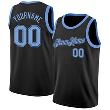 Load image into Gallery viewer, Custom Black Light Blue Authentic Basketball Jersey