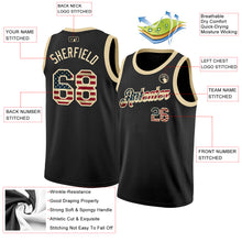 Load image into Gallery viewer, Custom Black Vintage USA Flag-Cream Authentic Basketball Jersey