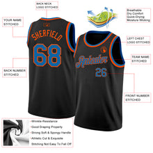 Load image into Gallery viewer, Custom Black Blue-Orange Authentic Basketball Jersey