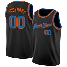 Load image into Gallery viewer, Custom Black Blue-Orange Authentic Basketball Jersey