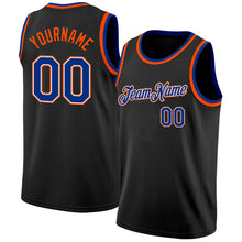Load image into Gallery viewer, Custom Black Royal White-Orange Authentic Basketball Jersey