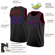 Load image into Gallery viewer, Custom Black Royal-Red Authentic Basketball Jersey