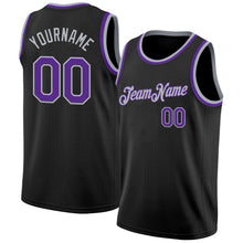 Load image into Gallery viewer, Custom Black Purple-Gray Authentic Basketball Jersey