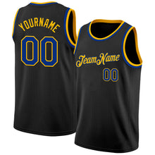 Load image into Gallery viewer, Custom Black Royal-Gold Authentic Basketball Jersey