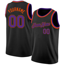 Load image into Gallery viewer, Custom Black Purple-Orange Authentic Basketball Jersey