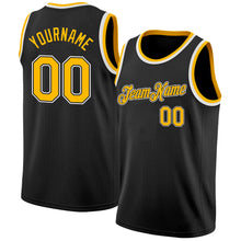 Load image into Gallery viewer, Custom Black Gold-White Authentic Basketball Jersey