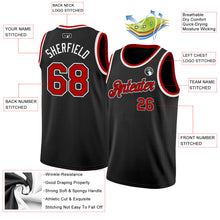 Load image into Gallery viewer, Custom Black Red-White Authentic Basketball Jersey